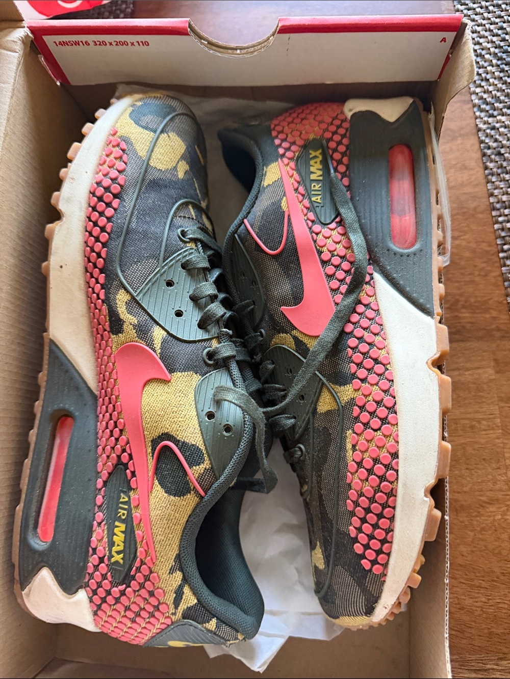 Nike Kids Air Max Camouflage Sneaker in Black, Pink & Yellow
